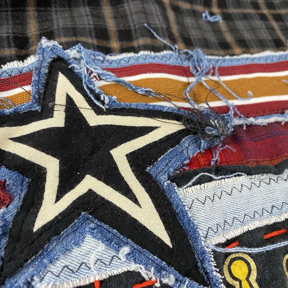 Upcycled Flannel Shirt Shacket Womens 1X Mechanic Automotive Garage Grunge Parts - Picture 12 of 14